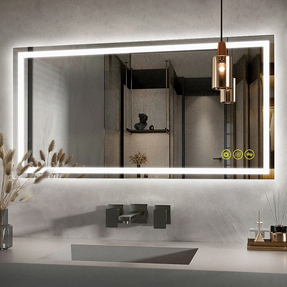 GlareGuard 24x48" Rectangular Anti-Fog Dimmable Backlit LED Bathroom V