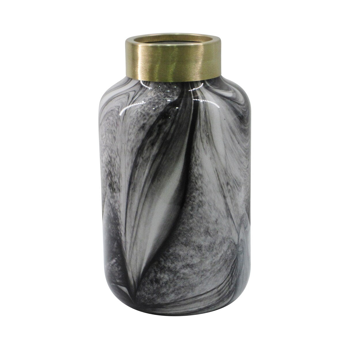 Glass 11" Jar, Black/Gold