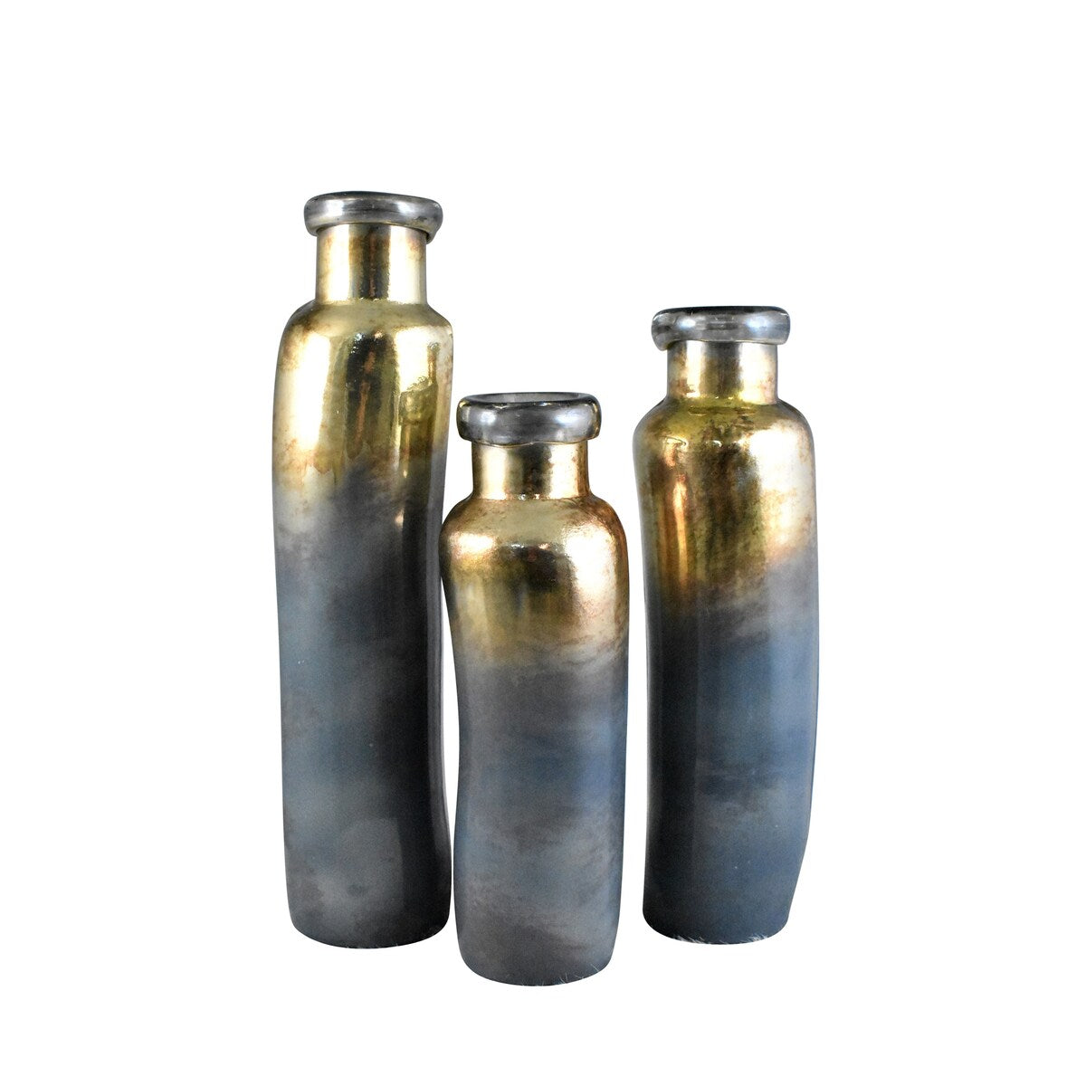 Glass 16" Organic Vase, Copper/Gray Mix