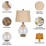 Sagebrook Home Coastal Neutral Glass 25" Glass Table Lamp, Clear, Round - 9" x 9" x 25"