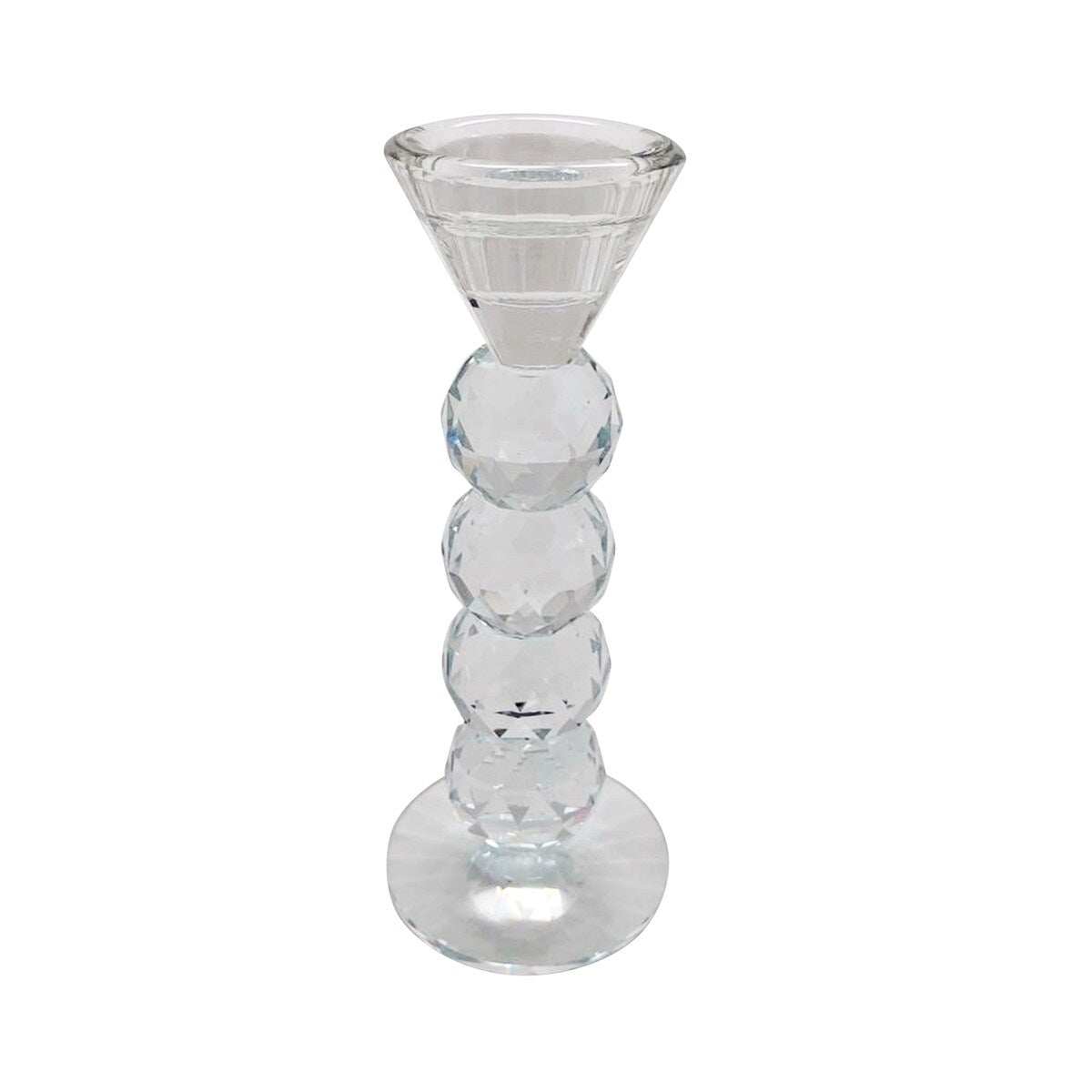 Glass 7.75" Candle Holder, Clear 7.7"H - 2.9" x 2.9" x 7.7"