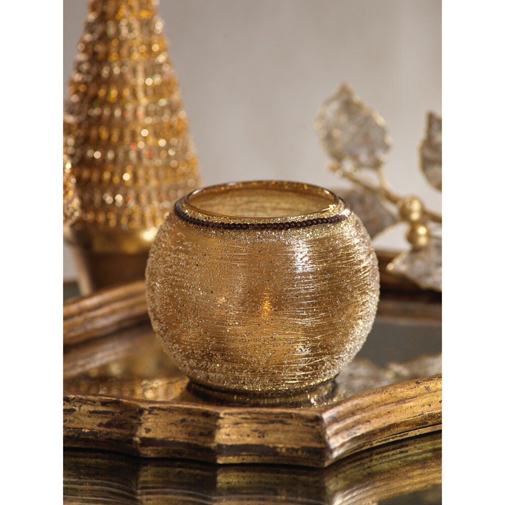 Glass Beaded Votives with Thread and Sequins (Set of 2)