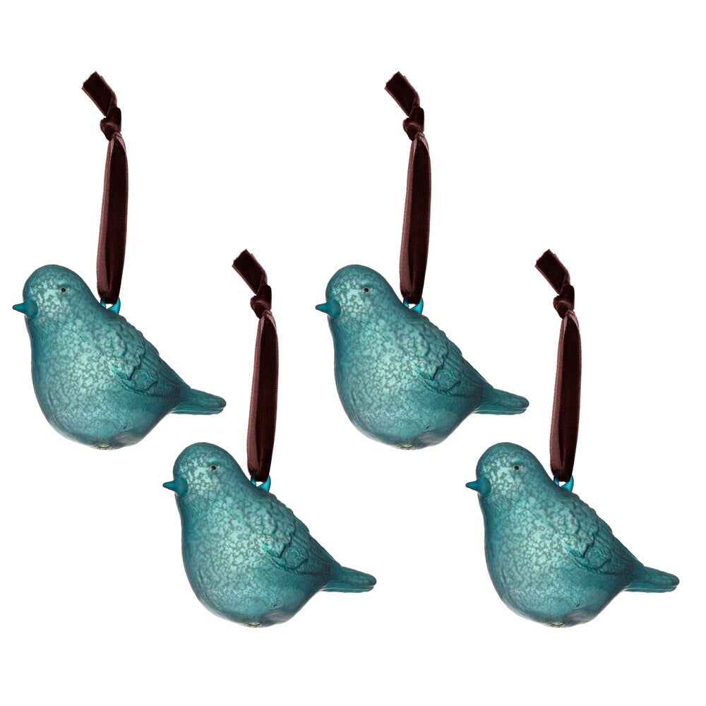 Glass Bird 5-inch Blue/ Brown Ornament