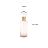 Glass Bottle with Metal Neck and Ball Stopper, Pink and Gold, Large