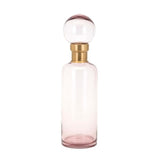Glass Bottle with Metal Neck and Ball Stopper, Pink and Gold, Large