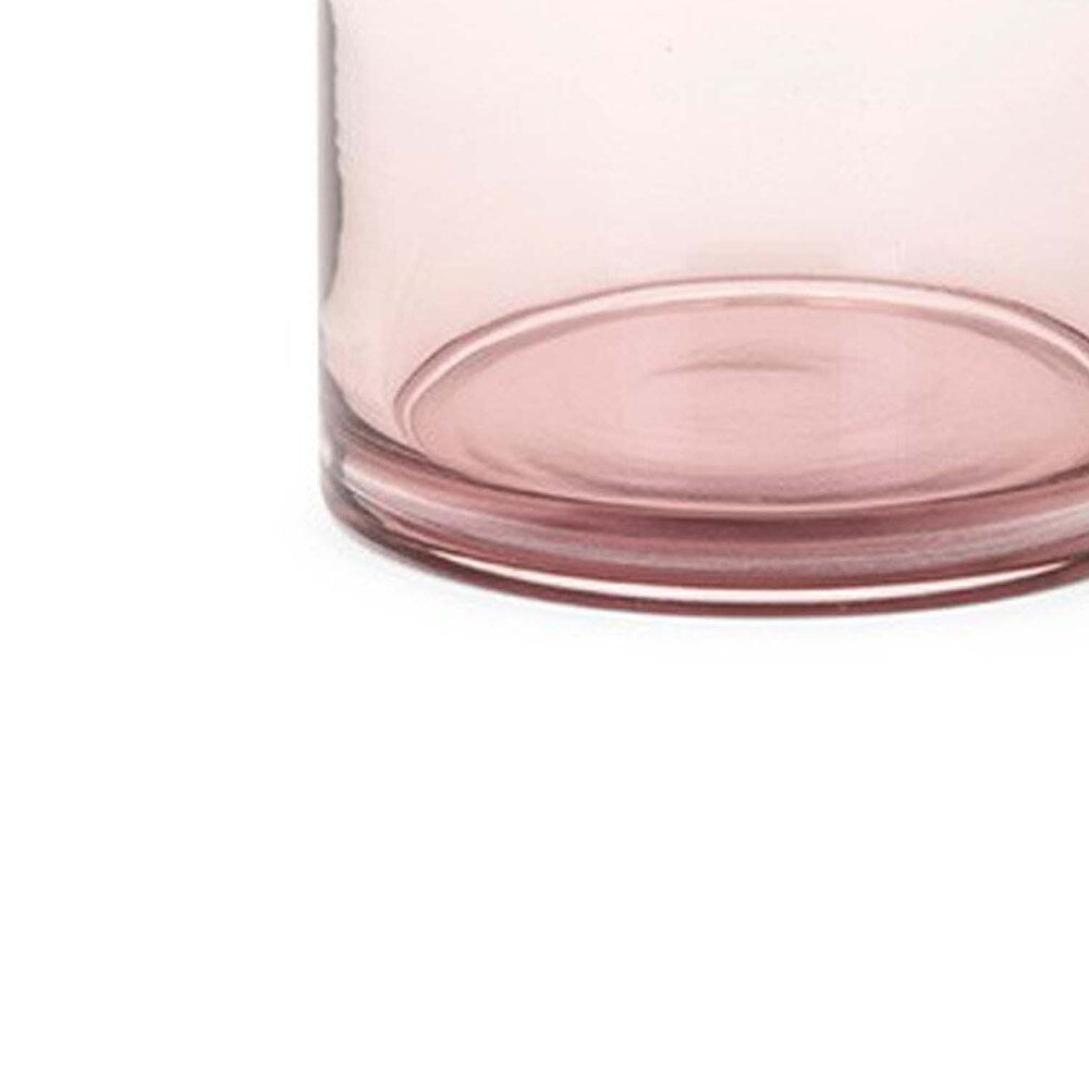 Glass Bottle with Metal Neck and Ball Stopper, Pink and Gold, Large