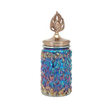 Glass Canister with Aluminum Peacock Tail Lid Top, Large, Multi
