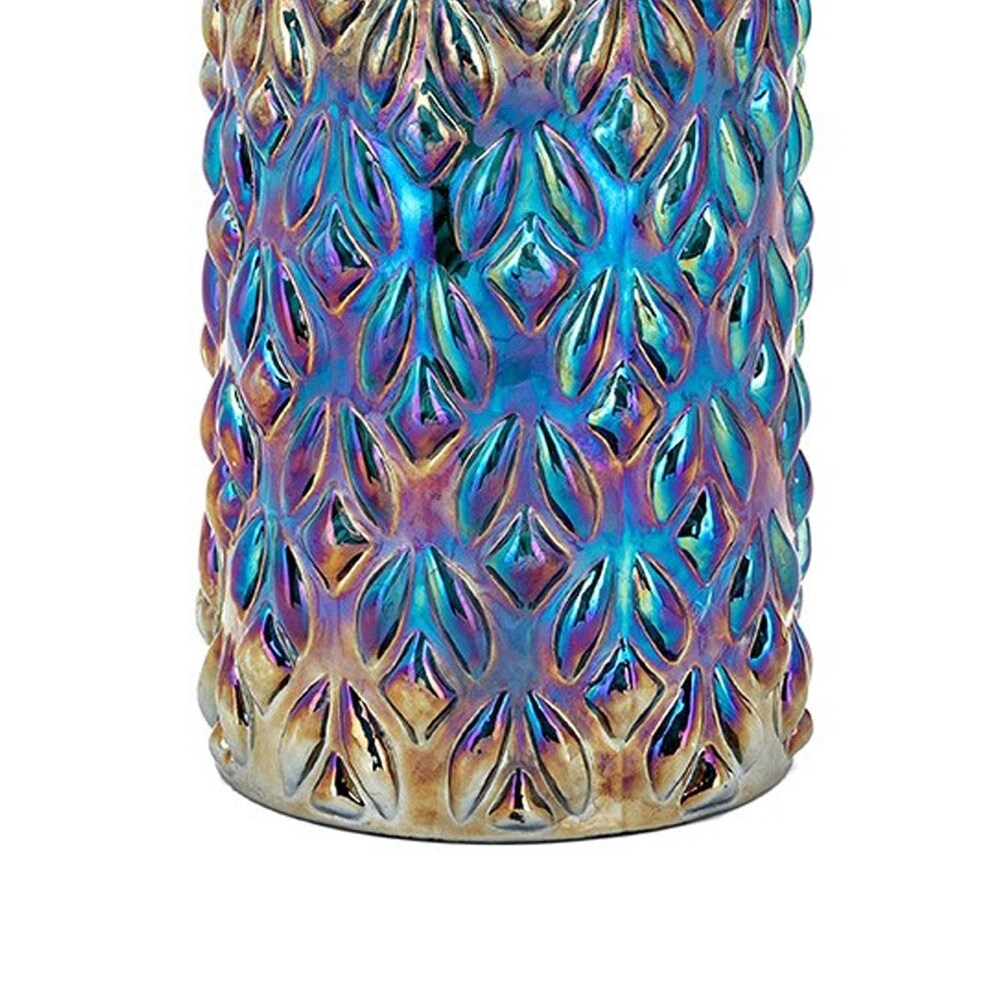 Glass Canister with Aluminum Peacock Tail Lid Top, Large, Multi