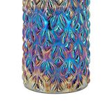 Glass Canister with Aluminum Peacock Tail Lid Top, Large, Multi