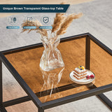 Glass Coffee Table Modern Coffee Tables Simple Square Center Table for Living Room Home Office with Tempered Glass-top