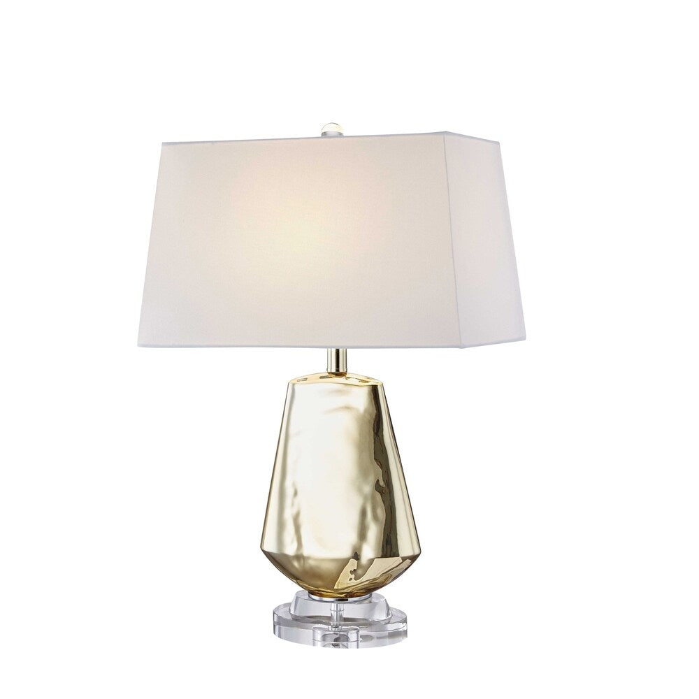 Glass Diamond Shape Table Lamp, Gold, 26"