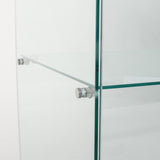 Glass Display Cabinet with 5 Shelves Double Door, Curio Cabinets, Floor Standing Glass Bookshelf, Quick Installation