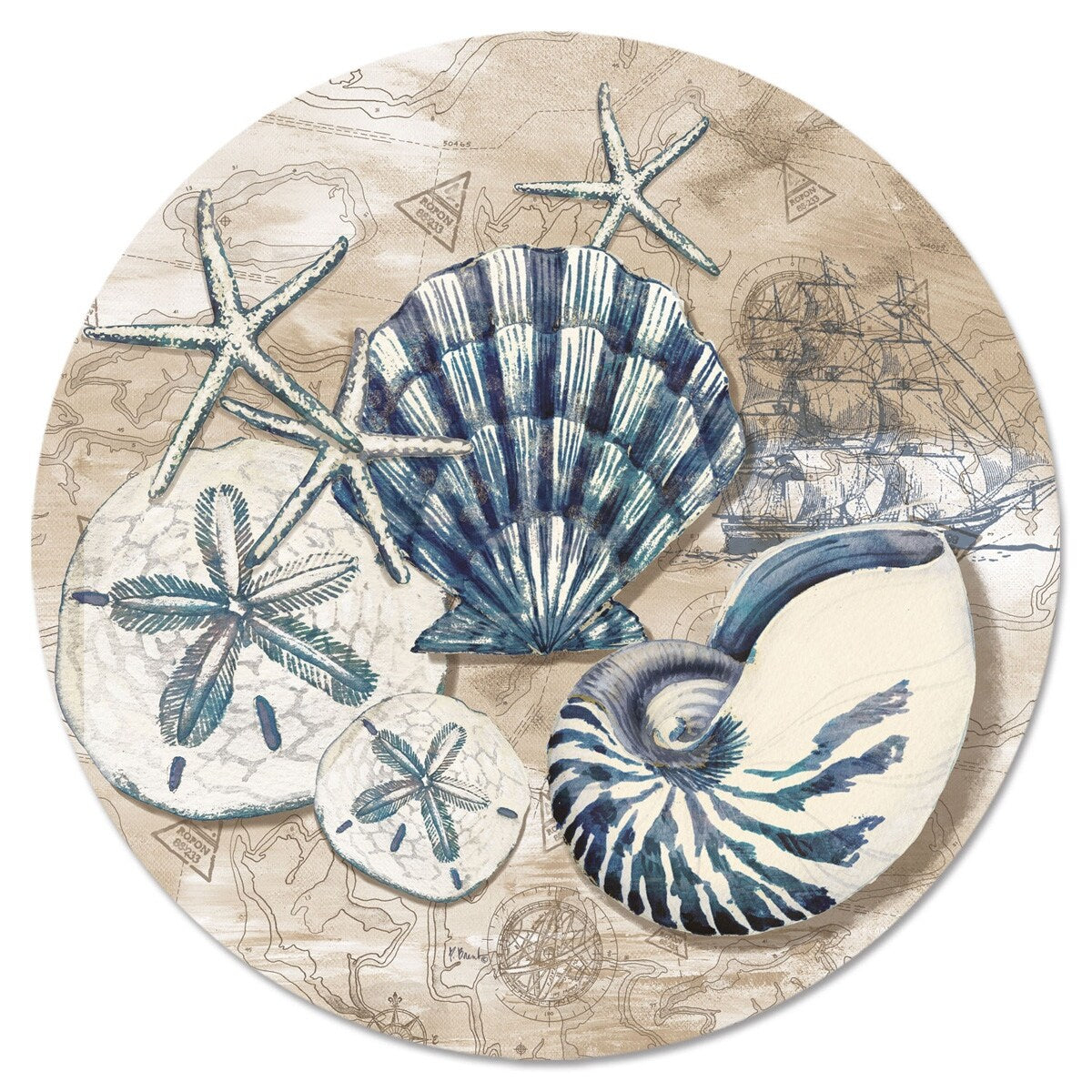 Glass Lazy Susan - Tide Pool Shells - 13x.030
