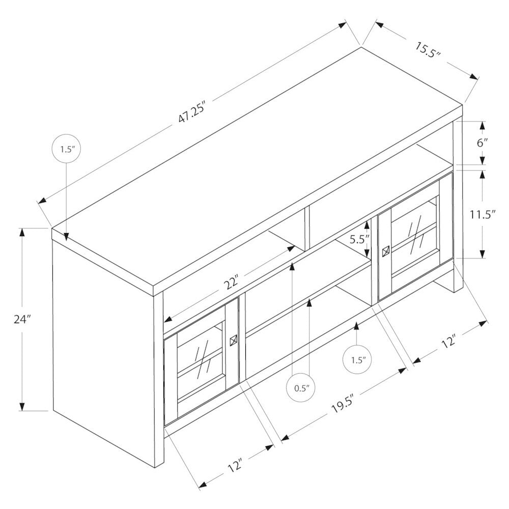 Glass, MDF and Metal 48-inch Long Warm Cherry TV Stand