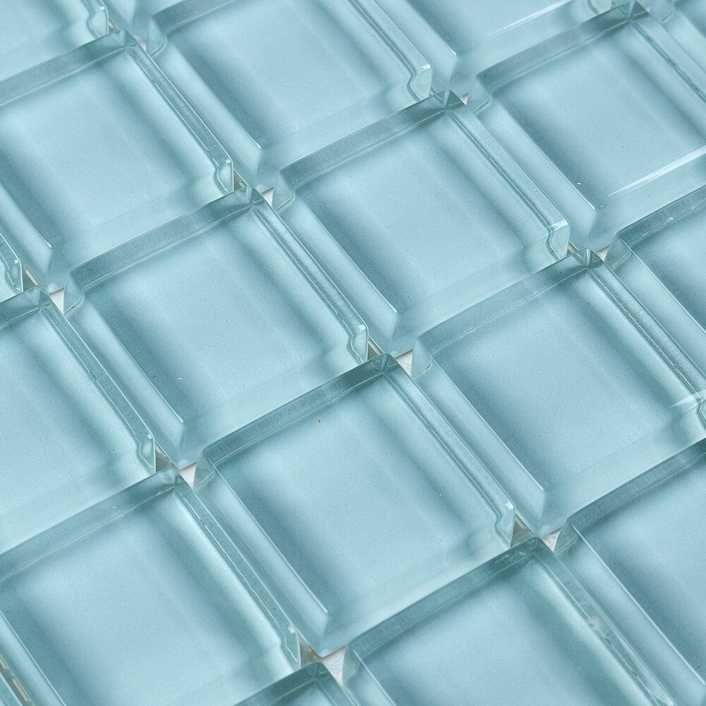 Glass Mosaic 1x1-inch Accent Tile in Classic Solid Whisper Green - 12x12