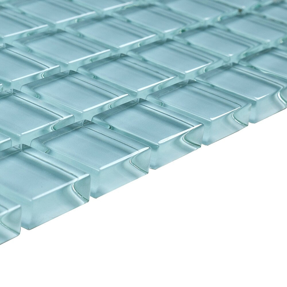 Glass Mosaic 1x1-inch Accent Tile in Classic Solid Whisper Green - 12x12