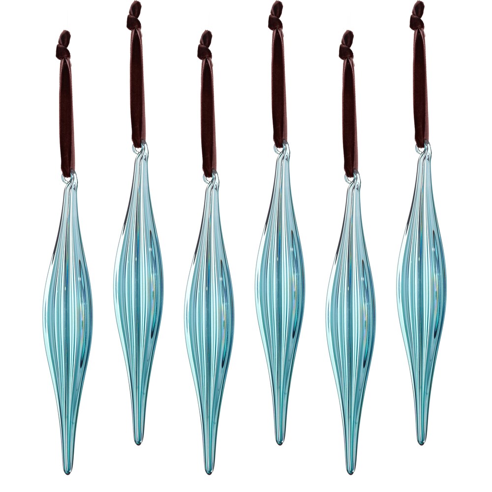 Glass Ribbed Icicle 7-inch Blue Ornament