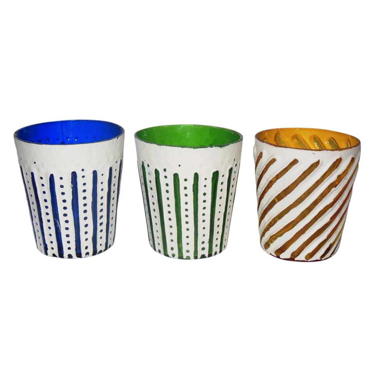 Glass S/3 Clear Votives Wht Wsh 3In- A