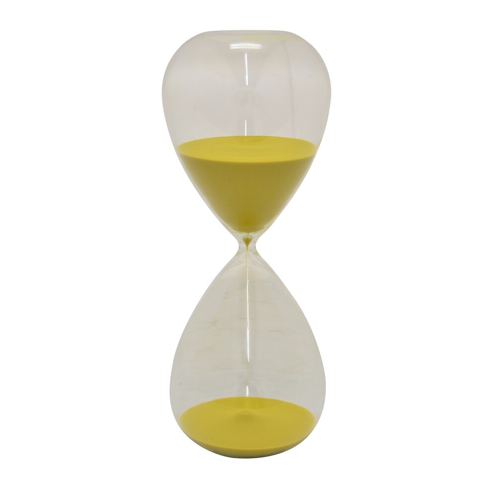 Glass Sand Timer - 90min in Yellow Glass 6in L x 6in W x 12in H