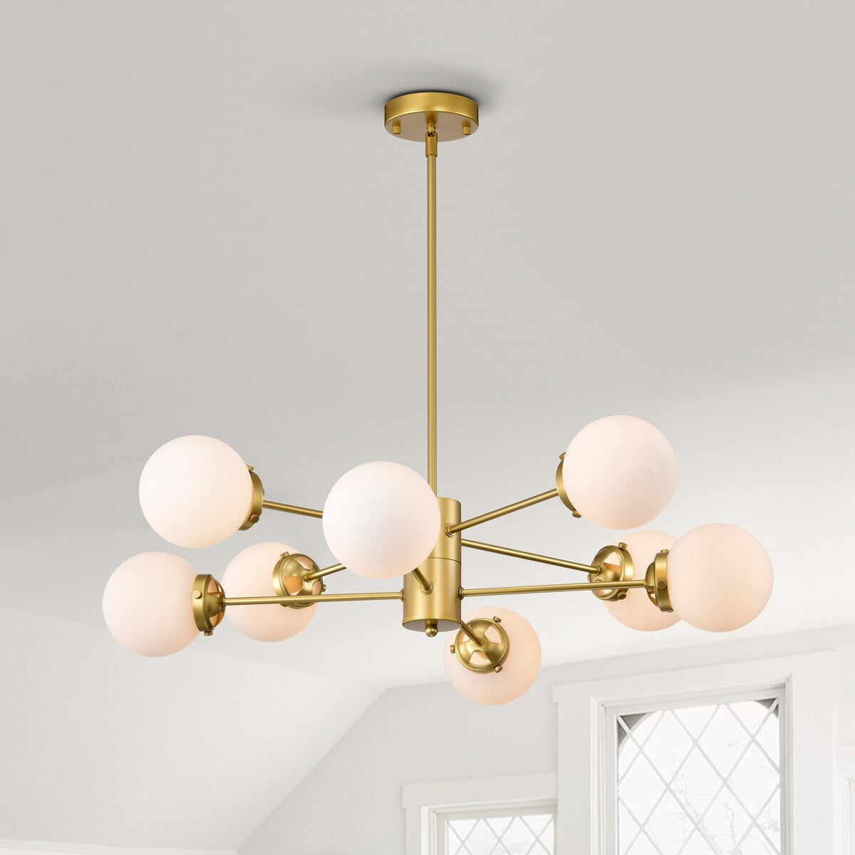 Glass Sputnik Chandeliers Mid Century Pendant Light Fixtures 8-Light