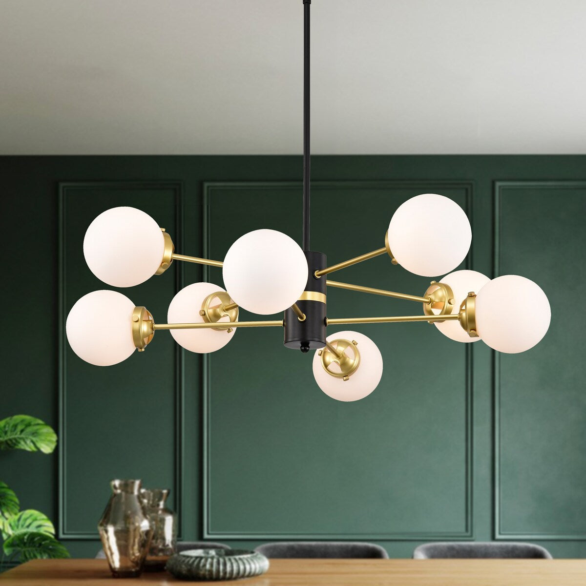 Glass Sputnik Chandeliers Mid Century Pendant Light Fixtures 8-Light