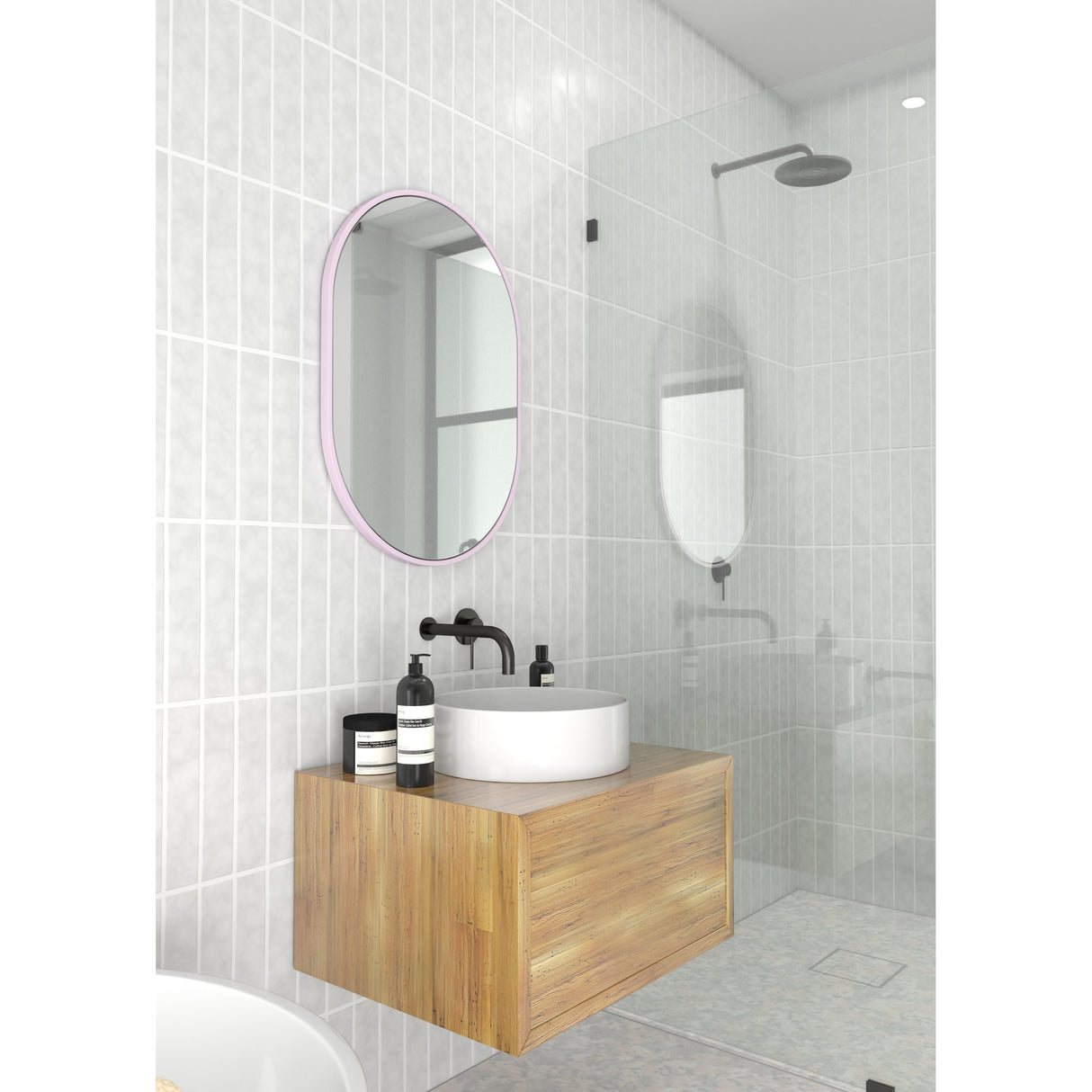 Glass Warehouse 28 in. H x 20 in. W Pill Shape Stainless Steel Framed Mirror