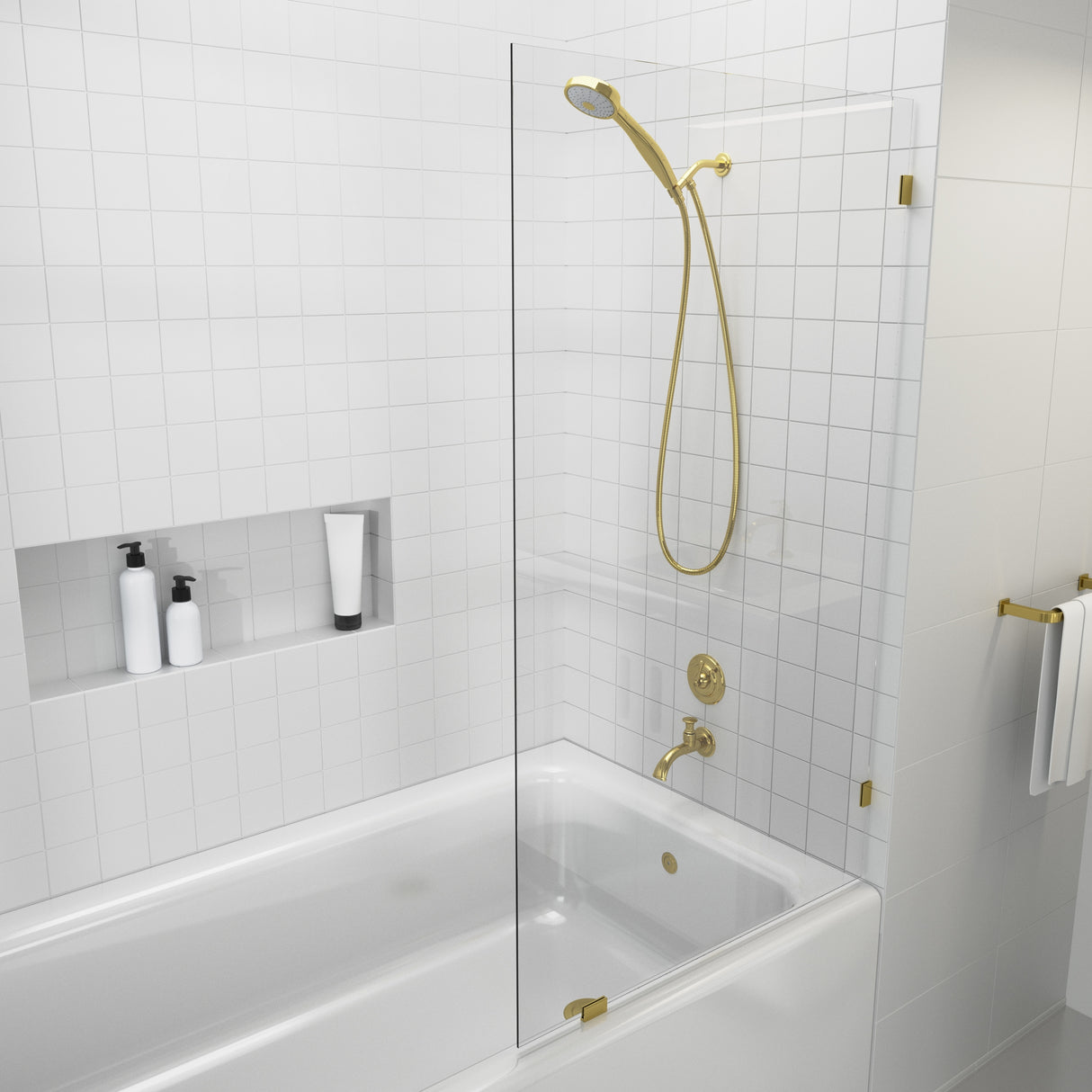 Glass Warehouse 58.25" x 22.5" Frameless Shower Bath Fixed Panel
