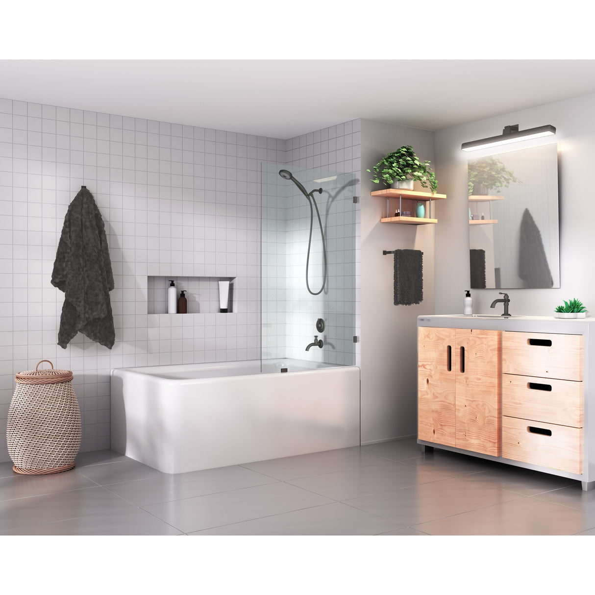 Glass Warehouse 58.25" x 22.5" Frameless Shower Bath Fixed Panel