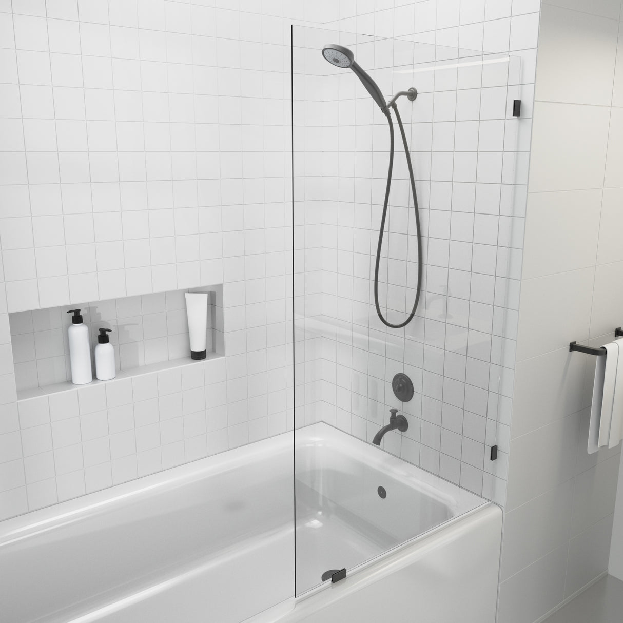 Glass Warehouse 58.25" x 22.5" Frameless Shower Bath Fixed Panel