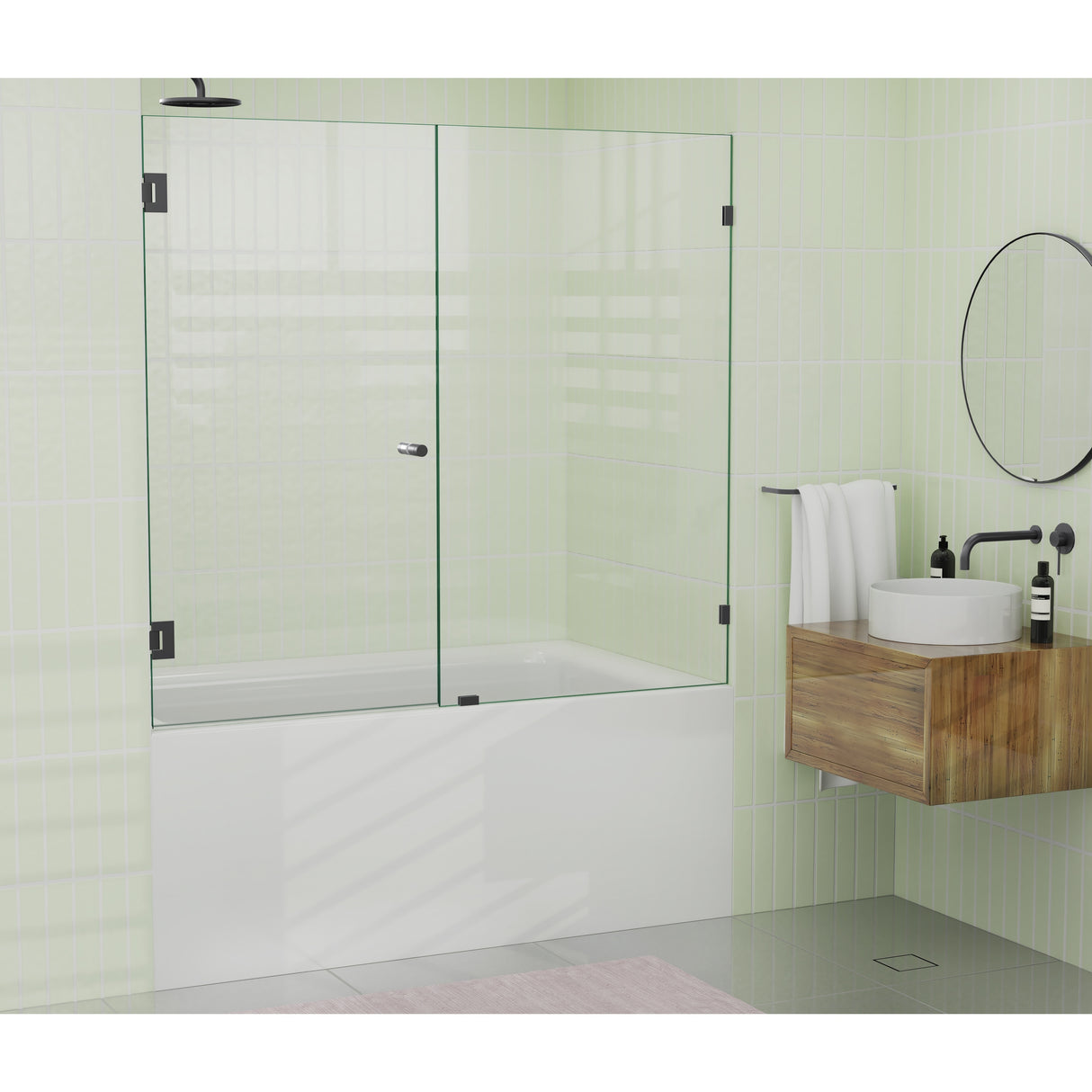 Glass Warehouse 58.25" x 57.75" Frameless Shower Bath Door - Wall Hinge