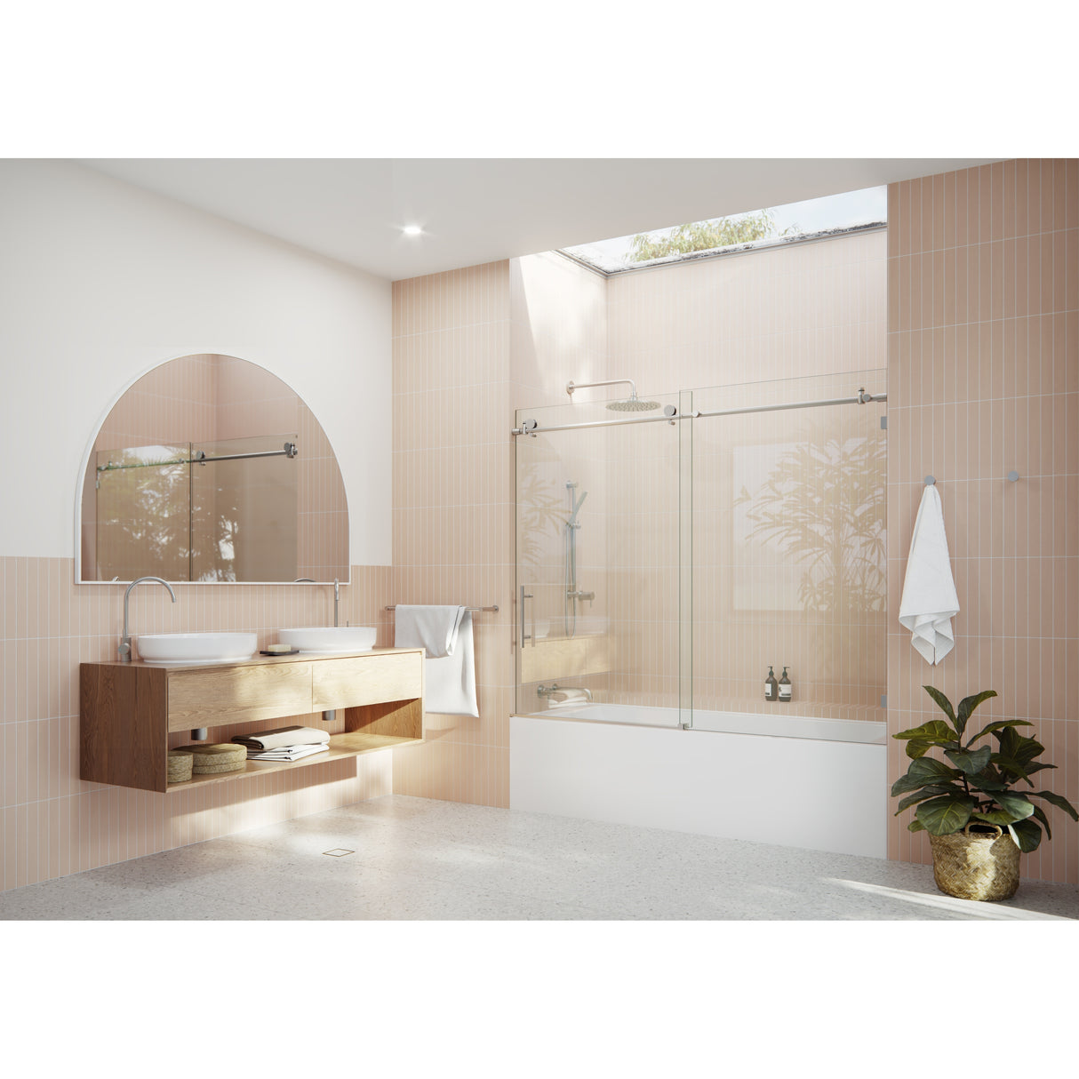 Glass Warehouse 68 in. - 72 in. x 60in. Frameless Bath Tub Sliding Shower Door