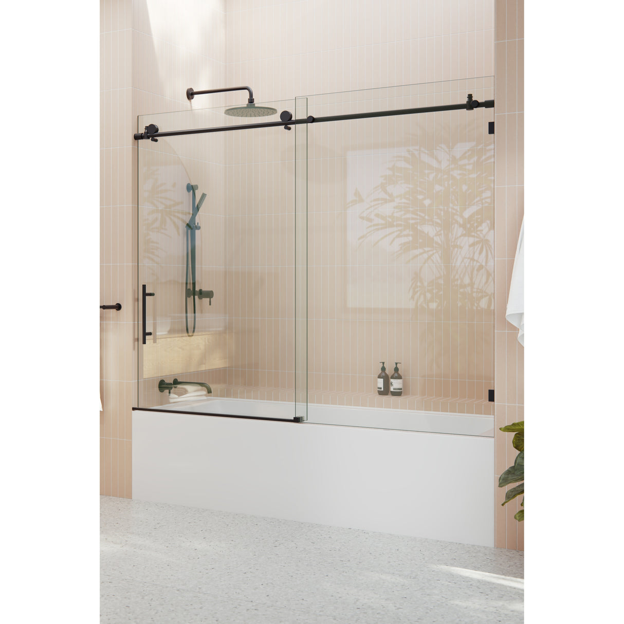 Glass Warehouse 68 in. - 72 in. x 60in. Frameless Bath Tub Sliding Shower Door
