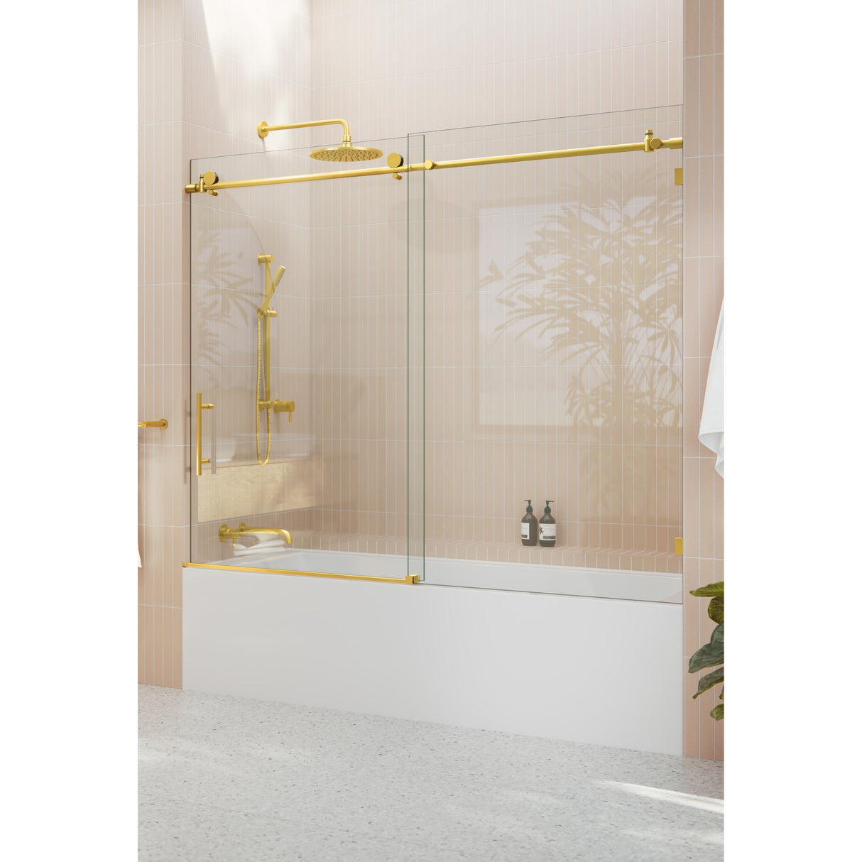 Glass Warehouse 68 in. - 72 in. x 60in. Frameless Bath Tub Sliding Shower Door