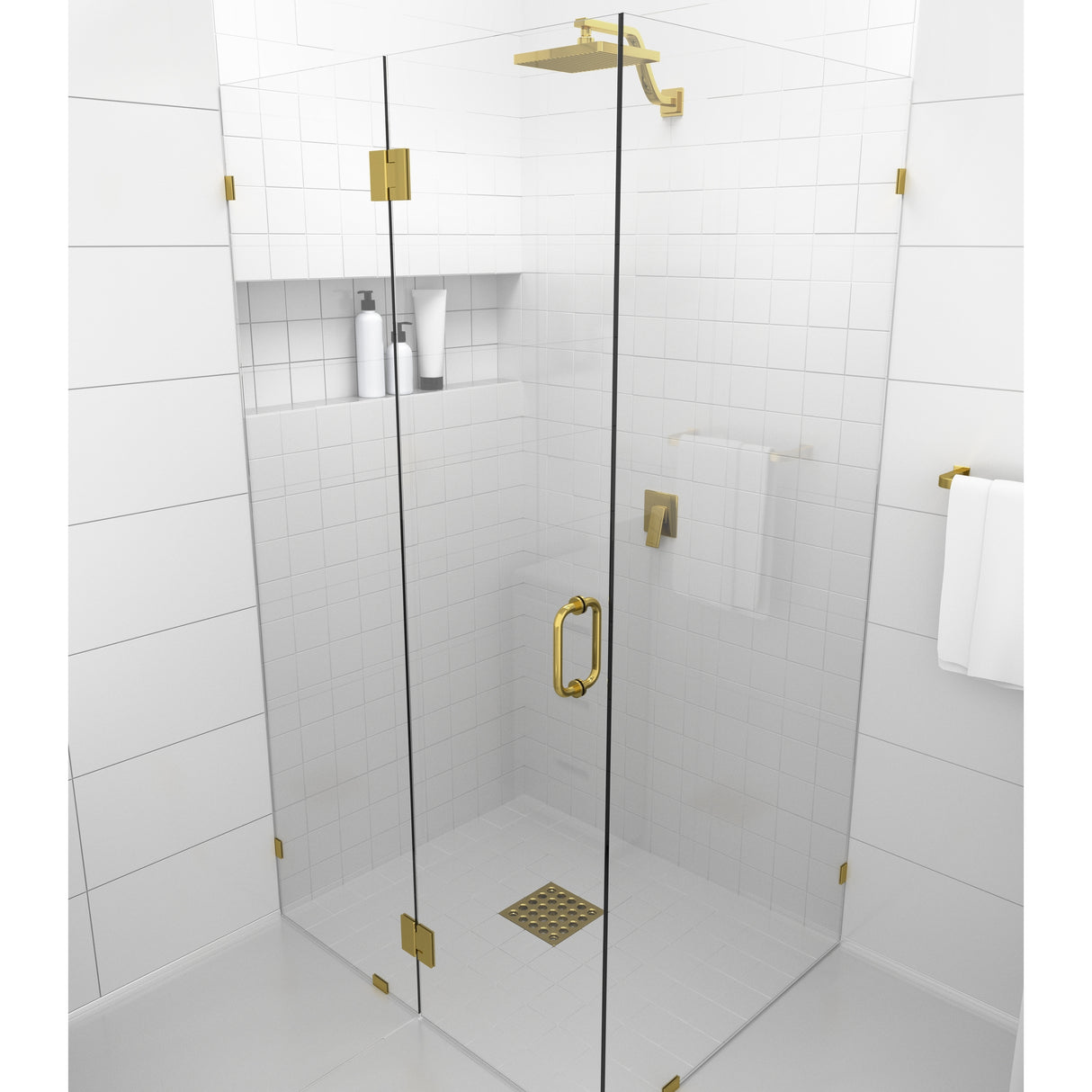 Glass Warehouse 78" x 48" x 30" Frameless 90 Degree Shower Enclosure - Glass Hinge