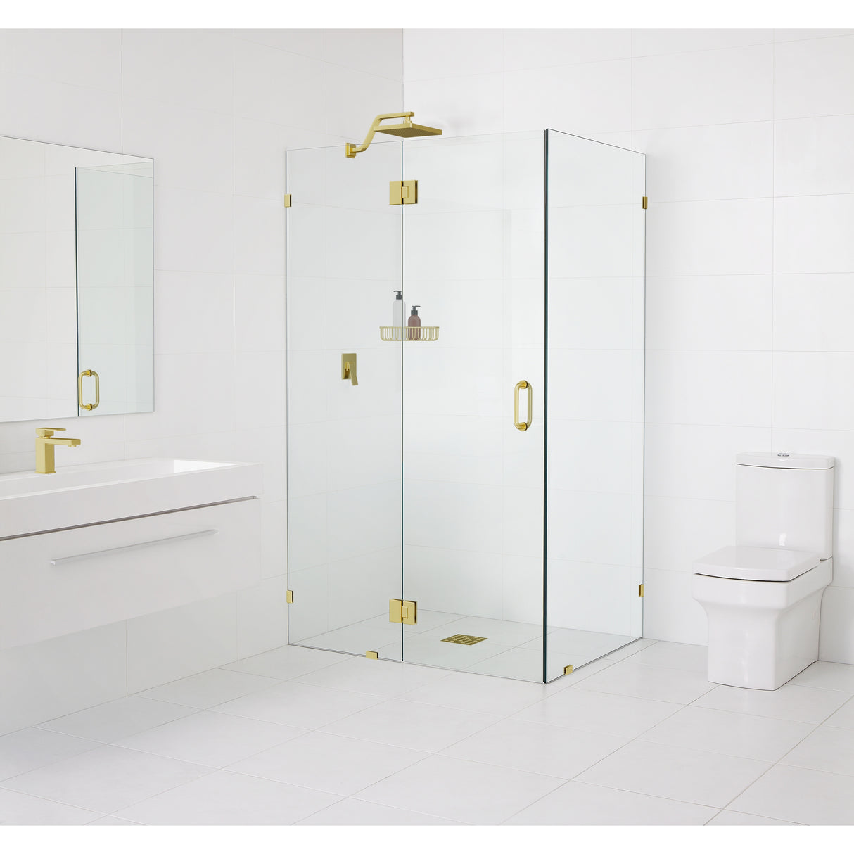 Glass Warehouse 78" x 60" x 36" Frameless 90 Degree Shower Enclosure - Glass Hinge