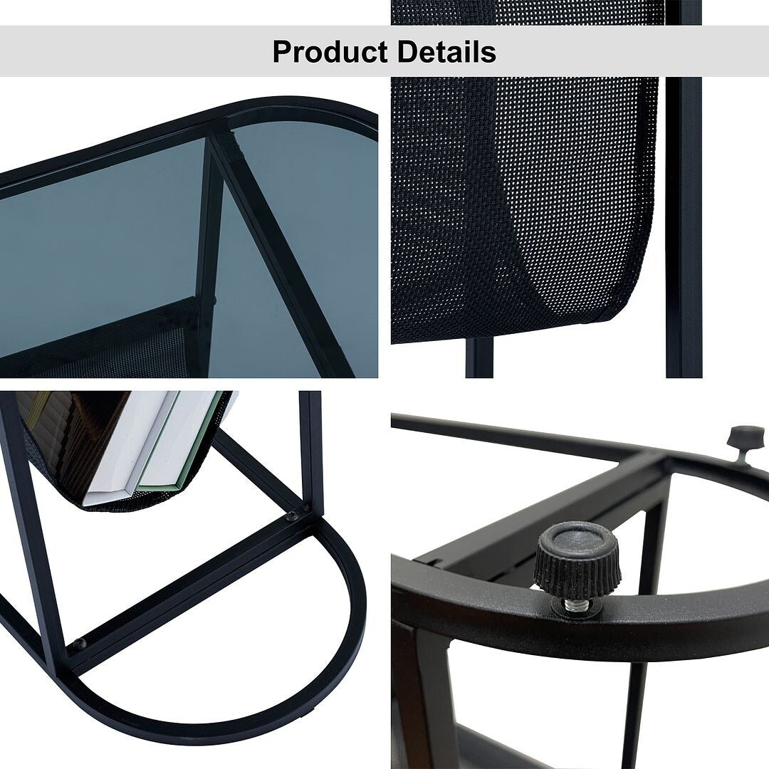 Oval End Table, Side Table with Storage Space for Small Spaces (Set of 2)