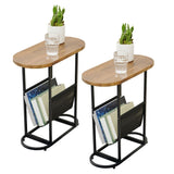 Oval End Table, Side Table with Storage Space for Small Spaces (Set of 2)