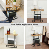 Oval End Table, Side Table with Storage Space for Small Spaces (Set of 2)
