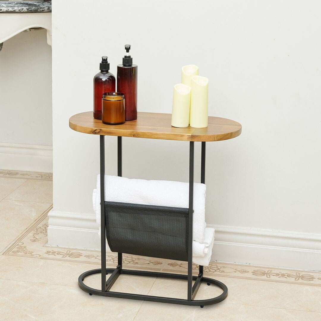 Oval End Table, Side Table with Storage Space for Small Spaces (Set of 2)