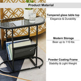 Oval End Table, Side Table with Storage Space for Small Spaces (Set of 2)
