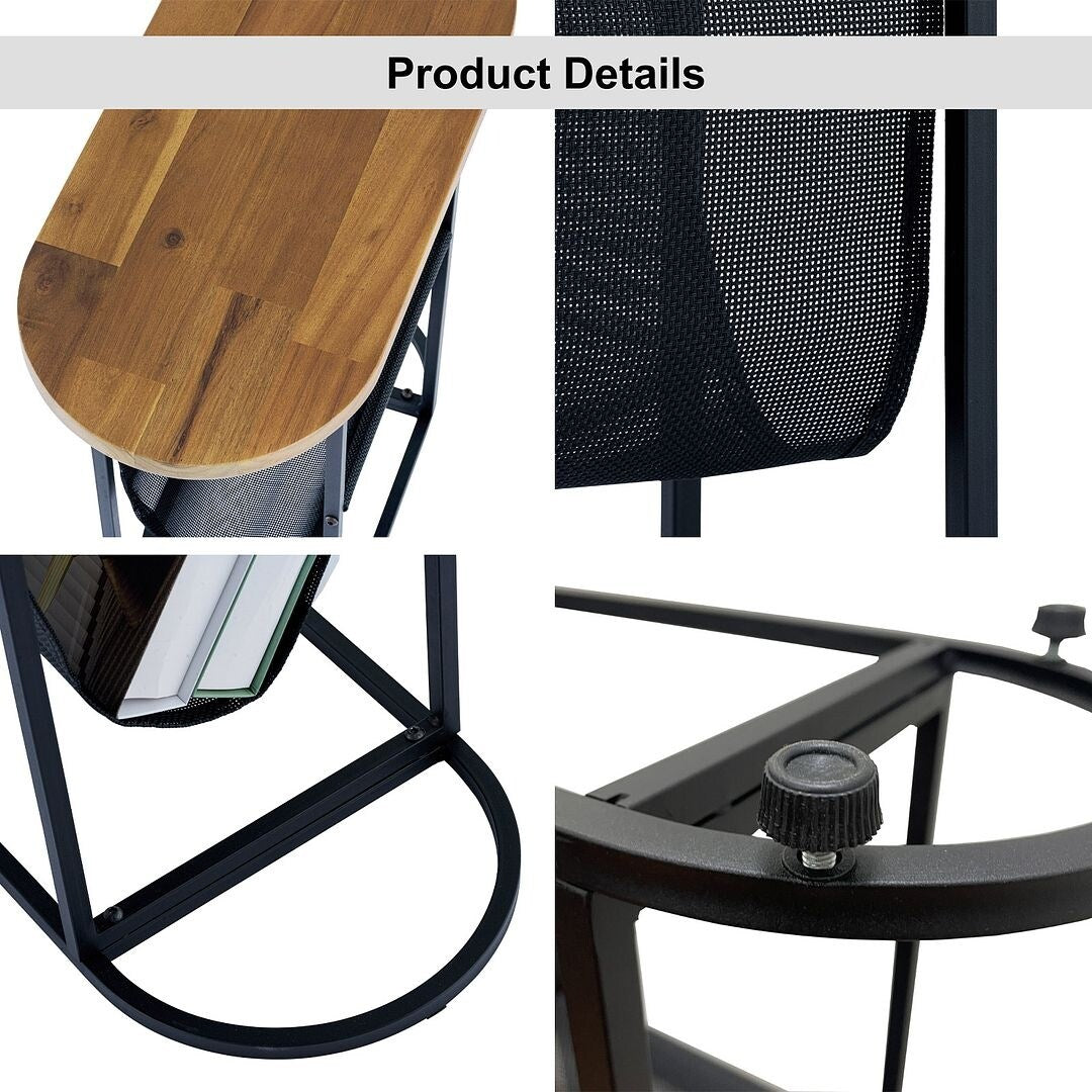 Oval End Table, Side Table with Storage Space for Small Spaces (Set of 2)