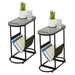 Oval End Table, Side Table with Storage Space for Small Spaces (Set of 2)