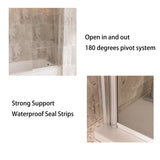 58''H Bathtub Glass shower Door, Fixed Glas Half Panel in Black/Chrome - 34x58