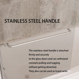 58''H Bathtub Glass shower Door, Fixed Glas Half Panel in Black/Chrome - 34x58