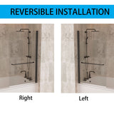 58''H Bathtub Glass shower Door, Fixed Glas Half Panel in Black/Chrome - 34x58
