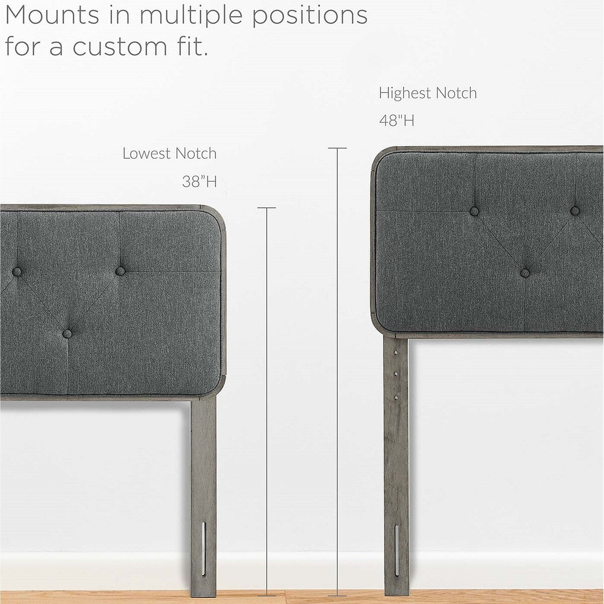 Glendale Traditional Charcoal Fabric Button Tufted Full Size Grey Wooden Headboard