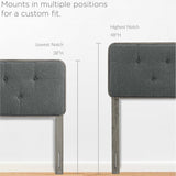 Glendale Traditional Charcoal Fabric Button Tufted Full Size Grey Wooden Headboard