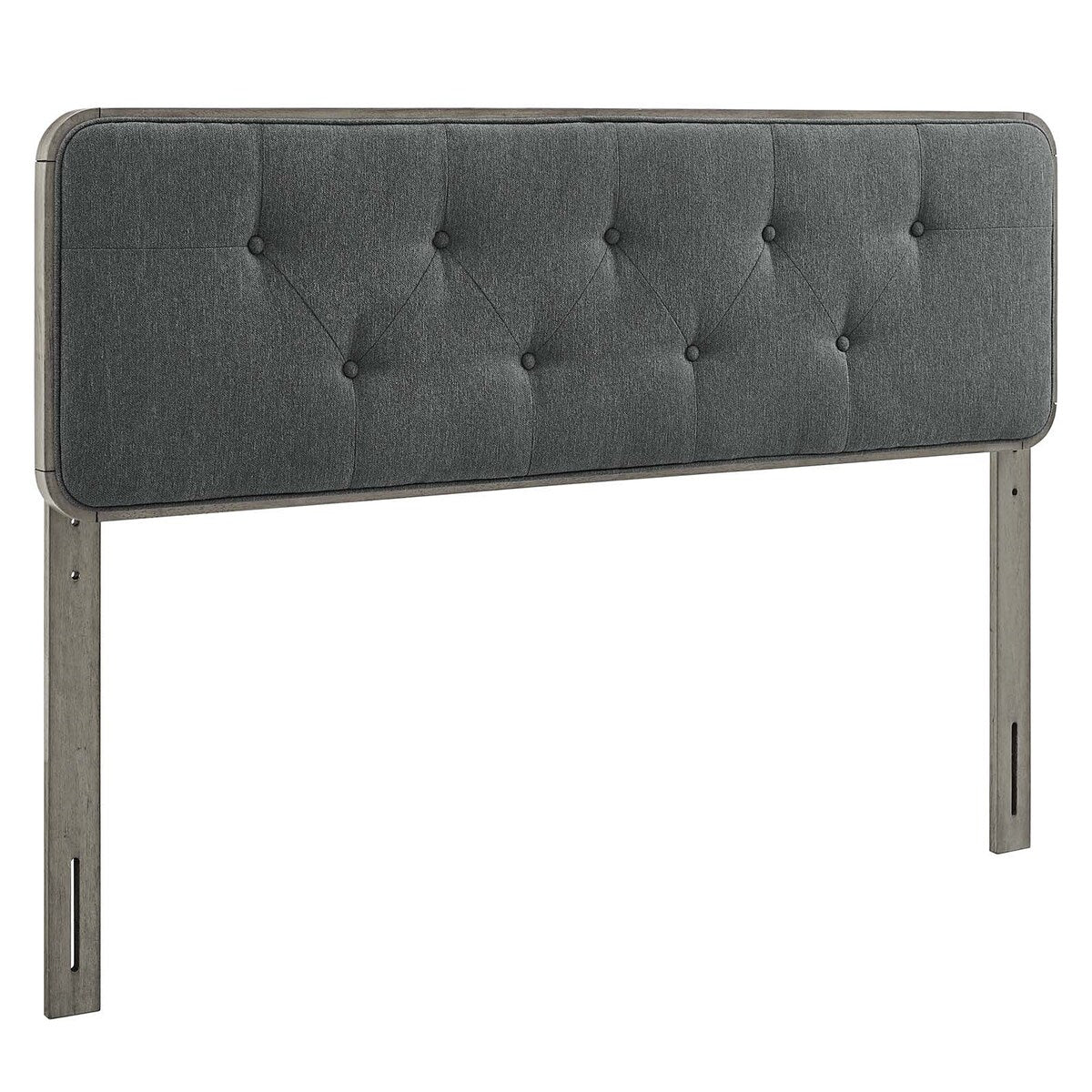 Glendale Traditional Charcoal Fabric Button Tufted Full Size Grey Wooden Headboard