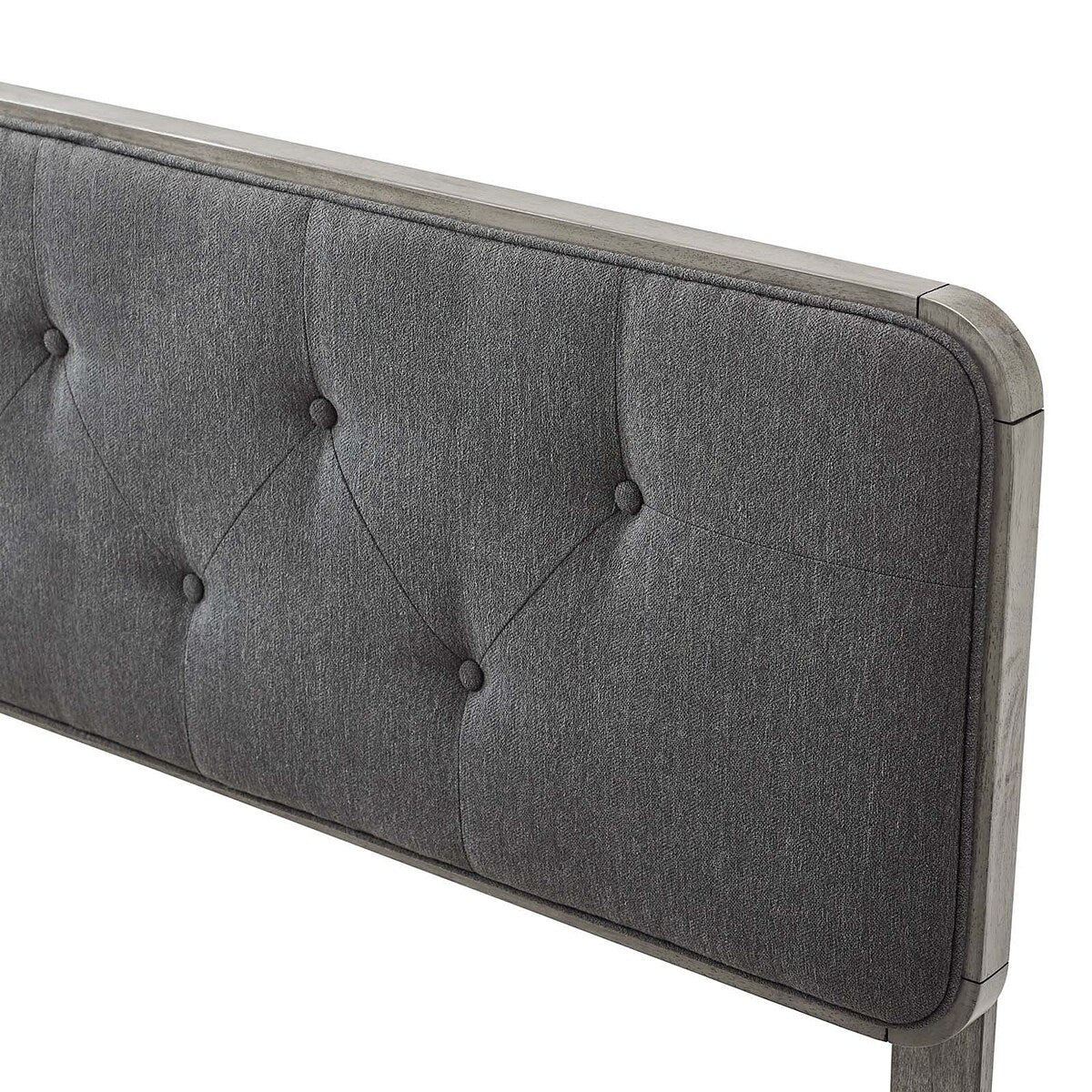 Glendale Traditional Charcoal Fabric Button Tufted Full Size Grey Wooden Headboard