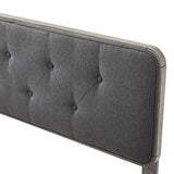 Glendale Traditional Charcoal Fabric Button Tufted Full Size Grey Wooden Headboard